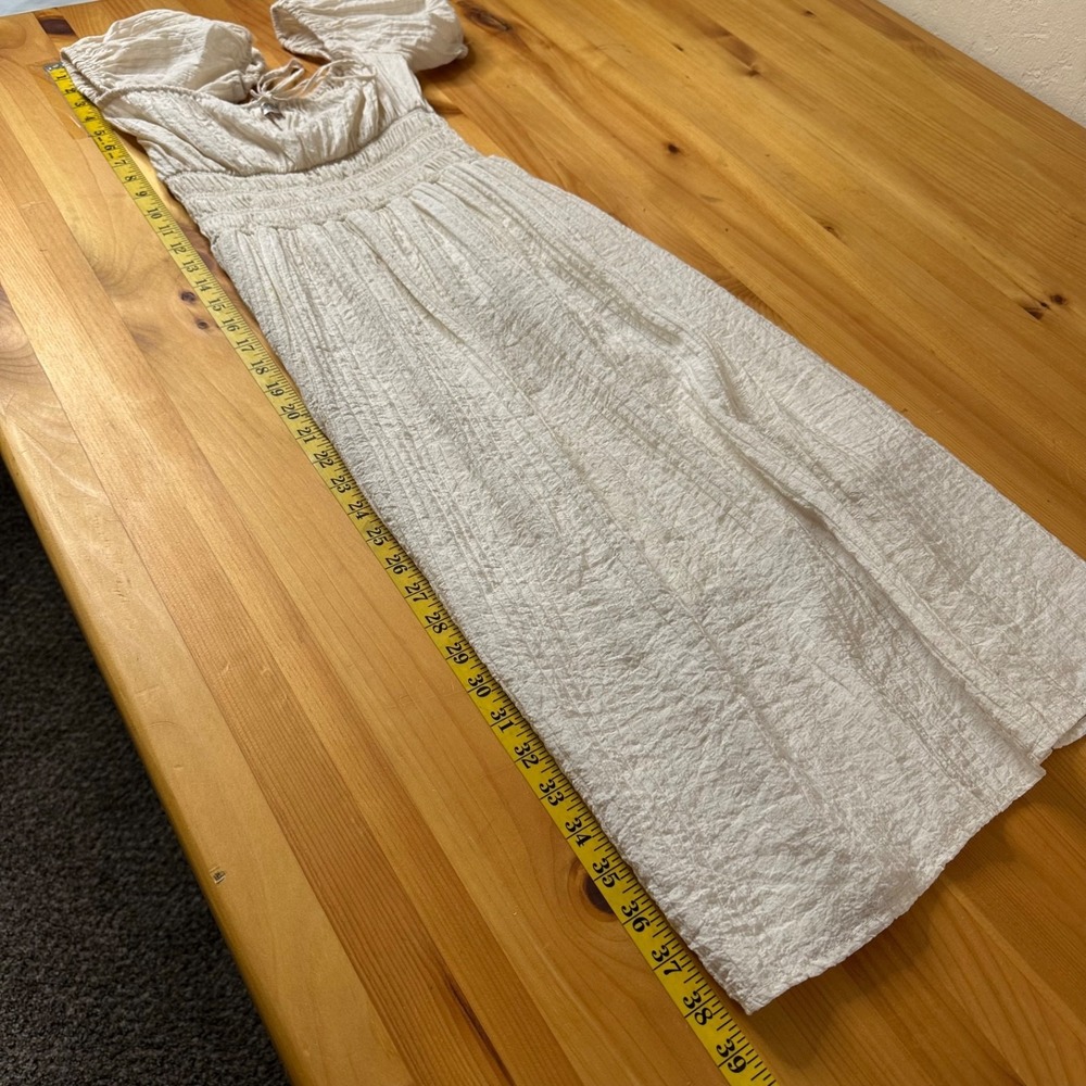 Womens Coquette Milkmaid Fairy Cottage Boho Midi Dress Sz S Smocked Puff Sleeve - Picture 5 of 8